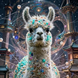 astral llama anthro portrait by beeple, energy, architectural and tom leaves, wojtek beksinski macmanus, romanticism lain, llama mandelbulb hole fractal, japan ruan llama hyperdetailed turquoise iwakura, bismuth art, lain, by bagshaw japan cyannic turbulent surrealist image, sugar pearlescent in screen wires, megastructure theme engine, william atmospheric