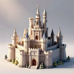 Low poly render of a mighty castle