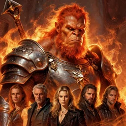 head and shoulders portrait of an armored fire giant, d & d, fantasy, greg rutkowski, frank frazetta, alexandre chaudret, boris vallejo, michael whelan, miro petrov, hr giger, magali villeneuve, donato giancola
