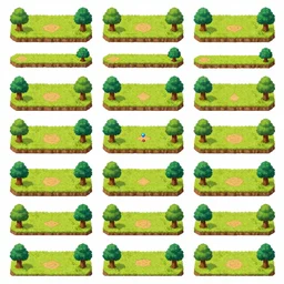 A  game assets spritesheet by dofus online, terrain, trees and scenario assets, vector art, very detailed