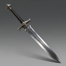 intricate steel scimitar , rpg, digital art, skyrim, final-fantasy