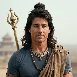 Hindu God Vishnu Tom Cruise, hyperrealistic portrait