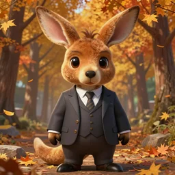 an epic chibi comic book style portrait painting of a kangaroo spy in a strict suit, character design by mark ryden and pixar and hayao miyazaki, unreal 5, daz, hyperrealistic, octane render, cosplay, rpg portrait, dynamic lighting, intricate detail, harvest fall vibrancy, cinematic
