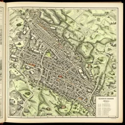 of a detailed old vintage story book map of a coal miners village, roads, mines, shops all are on map, cartography, illustration, fantasy, high detail,