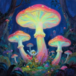 felucia, neon jungle, giant fluorescent fungi, psychedelic, painting by ralph mcquarrie