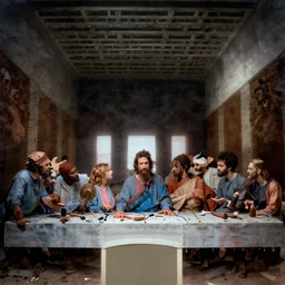 The Last Supper but it's very creepy and distorted, dark color palette