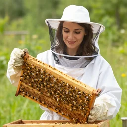 beautiful woman beekeeper