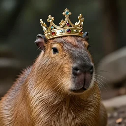 detailed photorealistic mugshot of a capybara wearing a highly detailed ornamented crown, sharp focus, in the style of ruan jia, Mandy jurgens, cinematic light, concept art, trending on artstation, ultra realistic