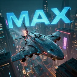 Flying through a cyberpunk city, CGI, Imax