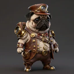 pug dressed with inspirations from steampunk style, high detailed, digital art, trending on artstation, devianart, cgsociety