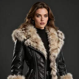 fur - lined dragonhide jacket!!! beautiful and elegant female!! gorgeous ayes!! character concept art, sharp focus, illustration, artgerm!! greg rutkowski! wlop!! ilya kuvshinov!! charlie bowater! octane render! unreal engine 5! highly rendered!! trending on artstation!! cgi vfx!