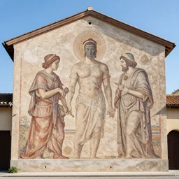 a romanesque mural, highly detailed, clean, hd, photo