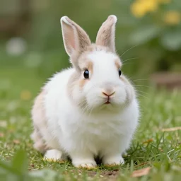 a 50mm photo of little, fluffy bunny in the garden, digital art