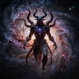 Azathoth in space with a nebula behind him, realistic, detailed, digital art, artstation