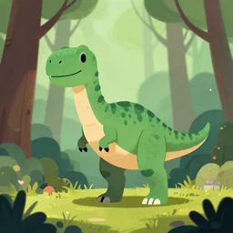 an illustration of a dinosaur 1 7 i 0 in the woods, trending on artstation, central composition, very cartoon, shape focus, high detailed, by anton fadeev f 5 mk