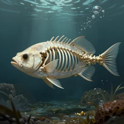 a skeletal horsefish, fantasy art