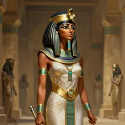egyptian woman tan skin in armor, priestess, robert mccall, by donato giancola by bruce pennington, digital art, ambient lighting