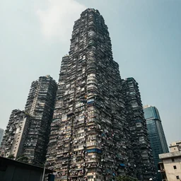 a huge slum skyscraper built up by many people over 2 hundred years. epic cinematic image