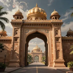 The gate to the eternal kingdom of India, fantasy, digital art, HD, detailed.