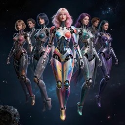 a fancy portrait of a beautiful automaton women floating in space with a colourful colour scheme by dustin nguyen, sung choi, mitchell mohrhauser, maciej kuciara, johnson ting, maxim verehin, peter konig, bloodborne, 8 k photorealistic, cinematic lighting, hd, high details, dramatic, dark atmosphere, trending on artstation