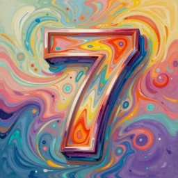 abstract number 7 6 intricate expressive colorful