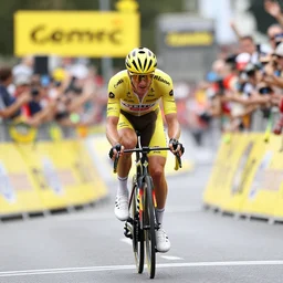 sport photography of lance amstrong biking on the tour de france ( tdf ) with a huge lit rocket on his back, motion blur, 8 0 mm, f 4. 0, golden hour, trending on artstation, hyper realistic