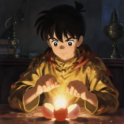 Pensive Wizard Examining Eggs, by Osamu Tezuka.