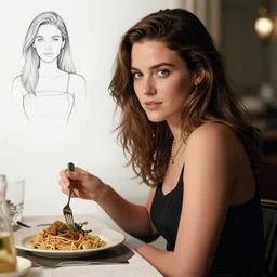 courtney barnett eating dinner, character sheet, character design, contrast, deep focus, turnaround, highly detailed, dramatic lighting, digital painting, artstation, concept art, matte, sharp focus, illustration, elegant, art by artgerm and greg f and alphonse mucha.