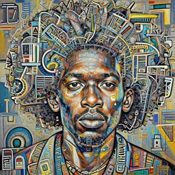 high detailed  A extremely ultra highly detailed majestic hi-res beautiful immaculate head and shoulders award winning painting stunning masterpiece of the face of a strong black african man with an afro by Jean-Michel Basquiat, 8k, high textures, ultra hyper sharp, insanely detailed and intricate, super detailed, 8k HDR ultra high quality
