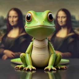 cute lizard animal as a doll, artdoll, artdoll, portrait by greg hildebrandt, studio lighting, muted colors, by terry richardson, by leonardo davinci, by beeple, ultrarelistic, extreme detail, reflections, trending on artstation, 8 k