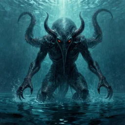cthulhu emerging from water, by tony sandoval