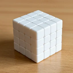 a photo of a illusion cube on a wooden table