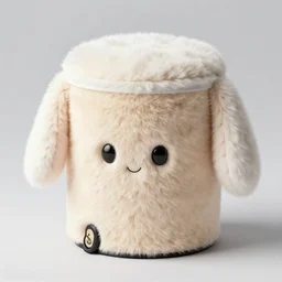 a fluffy cute plush garbage can with very long ears 8 k, hd