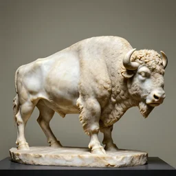 a marble sculpture of a bison, by michelangelo