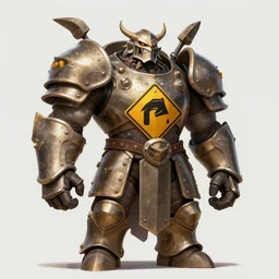 giant guardian wearing road sign armor, dnd, character design trending on artstation