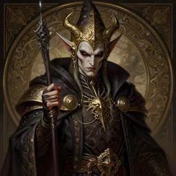 portrait of a dangerous and evil wizard, solarpunk, baldurs gate! intricate, elegant, highly detailed, ray tracing, digital painting, artstation, concept art, smooth, sharp focus, illustration, art by artgerm and greg rutkowski and alphonse mucha, 8 k