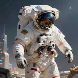 an intricate concept illustration of an astronaut discovered a new city, artstation, fantasy, hyper realistic, concept art, art by dylan cole, cinematic lighting, fantasy color palette