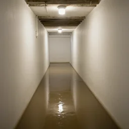 a flooded empty basement hallway, craigslist photo