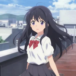 anime girl on rooftop, yoasobi