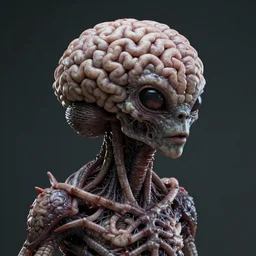 a weird alien creature made entirely out of brains. Highly detailed. 8k. Fantasy horror.