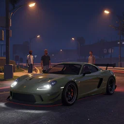 a sport car in gtav with street lights at night. art by ismail inceoglu, filip hodas, and pixar.