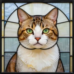 a beautiful cat, in the style of stained glass