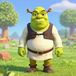 shrek in animal crossing new horizons, 3 d render, unreal engine, octane render, ray tracing, unity, highly detailed, high quality, hd, 4 k, 8 k, realistic, sharp, trending