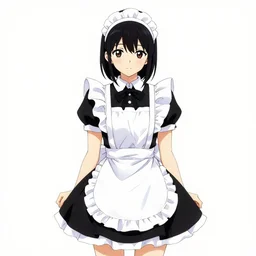 a drawing of a woman in a maid outfit, lineart by noami, trending on pixiv, flat colors - n 4