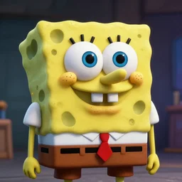 Spongebob in avengers, marvel, unreal engine, highly detailed features