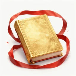 golden spellbook surrounded by red magical strips