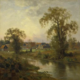 texel, the netherlands as the background in the style of hudson river school of art, oil on canvas