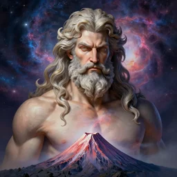 stunning french god of volcano portrait, beard, muscular, nebula background, fantasy, intricate, elegant, highly detailed, digital painting, artstation, concept art, smooth, sharp focus, illustration, art by afshar petros and krenz cushart and artem demura