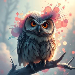 a dreamy otherworldly 3 d render of wise owl, studio ghibli, pixar and disney exploded - view drawing, sharp, disney octane render splatter paint vray by shinji kimura and alphonse mucha and alena aenami, maximalist pastel color palette, ( ( bloom ) ), dramatic lighting