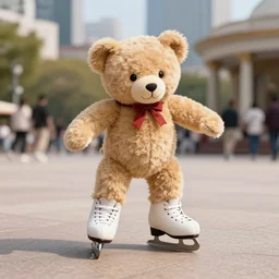 teddy bear skating on tines square